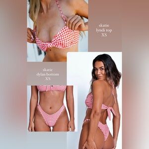 Skatie Bikini SET - Red & White Gingham 👙- Lyndi Top & Dylan Bottom - XS